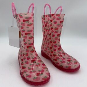 NWT Wildkin Rain Boots Youth Size 1  in Strawberry Patch